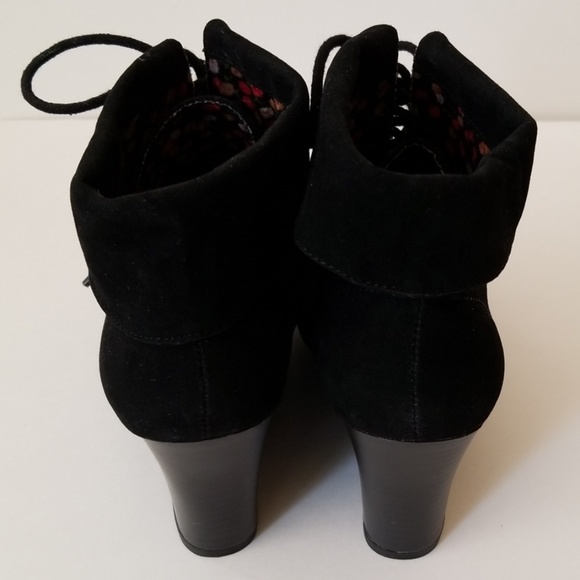 Rampage Black Faux Suede Lace Up Boot Wedges - Picture 3 of 8